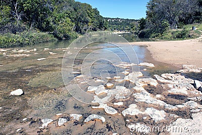 Dinosaur Valley on the Paluxy river in Texas. Editorial Stock Photo