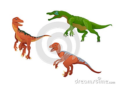 Dinosaur is a velociraptor and Deinonychus vector illustration of a prehistoric predatory dinosaur isolated on a white Vector Illustration