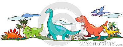 Dinosaur world in children imagination Vector Illustration