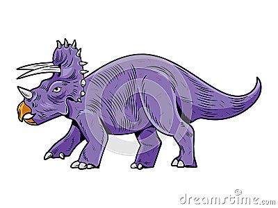 Triceratops big dangerous dino dinosaur Vector Illustration