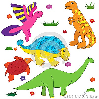 Dinosaurs cartoon coloring colorful Stock Photo