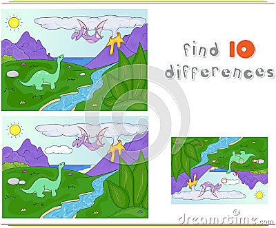 Dinosaurs diplodocus and pterodactyl on a background of prehist Vector Illustration