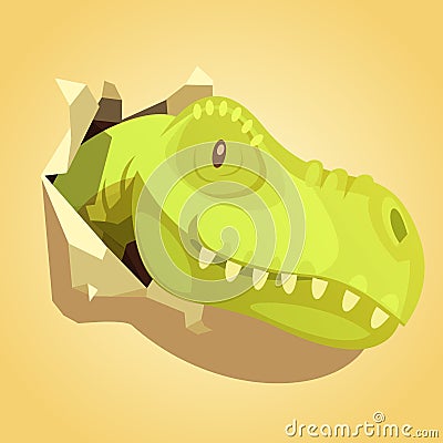 Dinosaurs Head Popping Out Background Print Vector Illustration