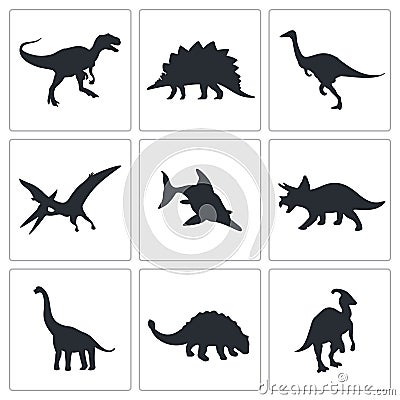 Dinosaurs icons collection Stock Photo