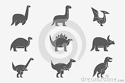 Dinosaurs Icons set 02-05 Vector Illustration