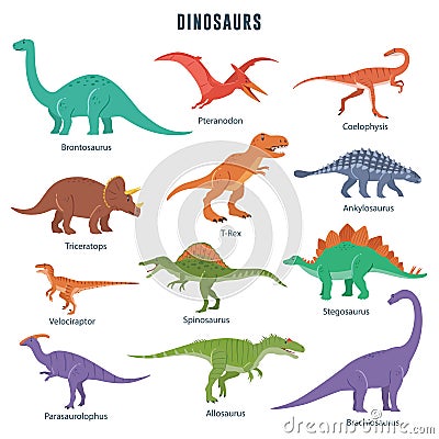 Set of Dinosaurs Vector Illustration