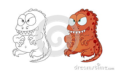 Dinosaurs monster cartoon character for kid isolated on white background Vector Illustration