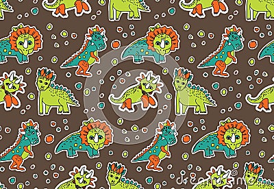 Dinosaurs objects seamless pattern. Vector Illustration