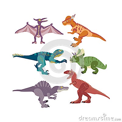 Dinosaurs Objects Set Vector Illustration