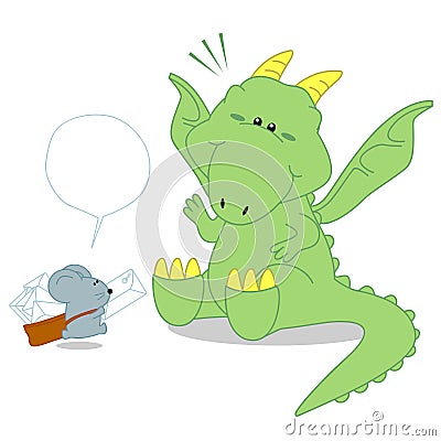 Dinosaurs and postman rat Vector Illustration