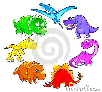 Dinosaurs rainbow. Vector Illustration