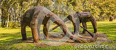 Dinosaur Sculptures, Flores, Uruguay Editorial Stock Photo