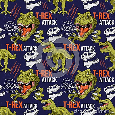 Dinosaurs seamless pattern fashion design Vector Illustration