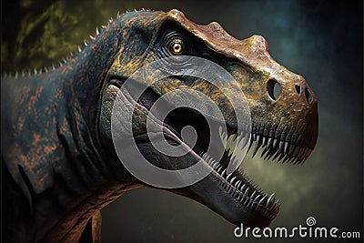 Dinosaurs t-rex vintage portrait, creative digital illustration Cartoon Illustration