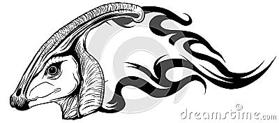 Dinosaurus Parasaurolophus head art vector illustration design Vector Illustration