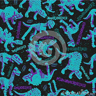 Dinosaurus seamless pattern for urban boys design Vector Illustration