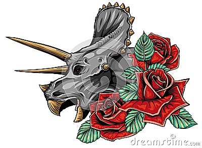 Dinosaurus triceratops head art vector illustration design Vector Illustration