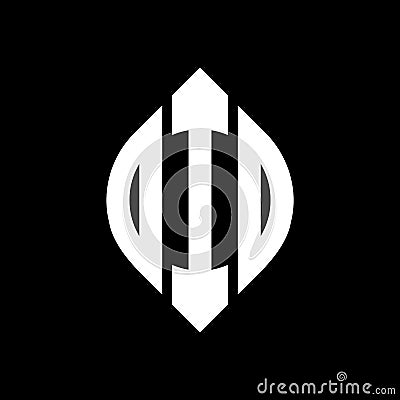 DIO circle letter logo design with circle and ellipse shape. DIO ellipse letters with typographic style. The three initials form a Vector Illustration