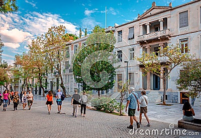 Dionysiou Areopagitou St in Makrygianni district, Athens, Greece Editorial Stock Photo