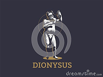 Dionysus or Bacchus holds a bunch. Vector Illustration