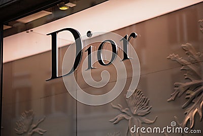 The Dior Logo on a shop window in Via Condotti, Rome, Italy Editorial Stock Photo