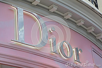 Dior logo on Dior store Editorial Stock Photo