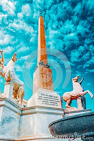 Dioscuri Fountain Fontana dei Dioscuri located near Quirinal Stock Photo