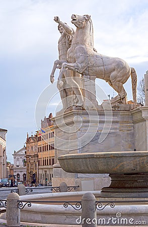 Dioscuri fountain in Rome, Italy Editorial Stock Photo