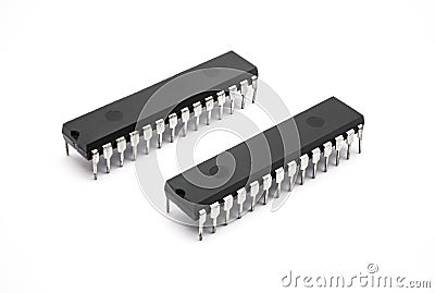 DIP IC [Dual Inline Package Integrated Circuit] Stock Photo