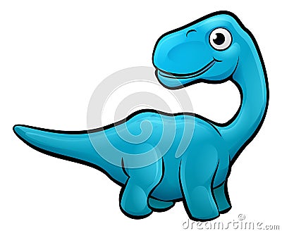 Diplodocus Dinosaur Cartoon Character Vector Illustration