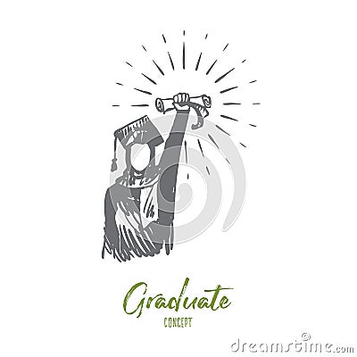 Diploma, achievement, success, graduate, Islam concept. Hand drawn isolated vector. Vector Illustration