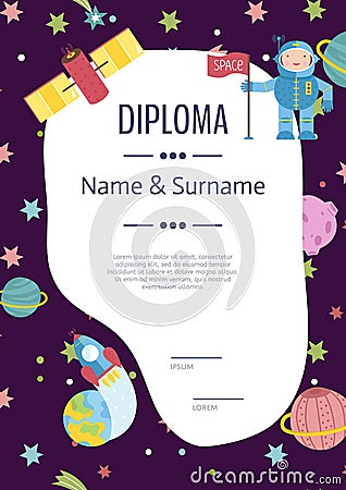 Diploma Cartoon Colorful Template Stock Photo