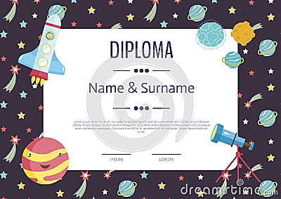 Diploma Cartoon Vector Template Vector Illustration