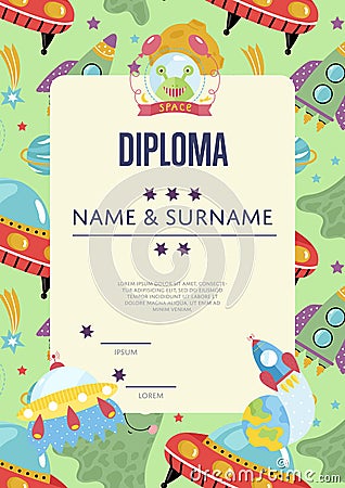 Diploma Cartoon Vector Template Vector Illustration