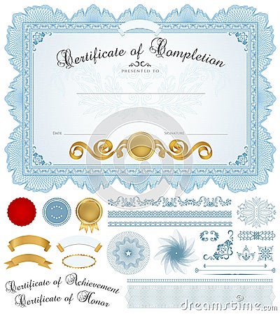 Diploma / Certificate background with blue border Vector Illustration