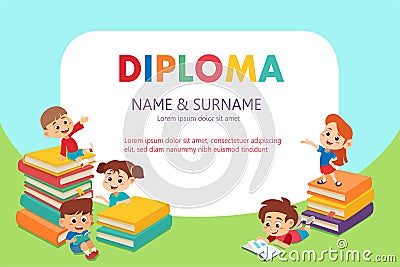 Diploma certificate school Vector Illustration