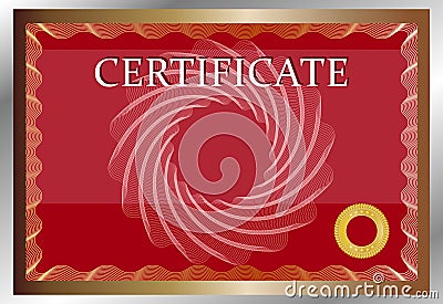 Diploma Certificate template with red border Vector Illustration