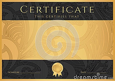 Diploma / Ð¡ertificate award template. Black Vector Illustration