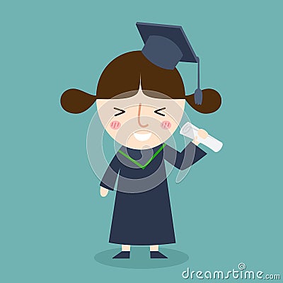 Diploma graduating happy student girl vector Vector Illustration