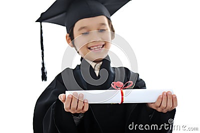 Diploma graduating little student kid, Stock Photo