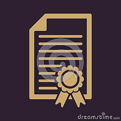 The diploma icon. Certificate symbol. Flat Vector Illustration