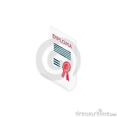 Diploma Isometric Icon Cartoon Illustration