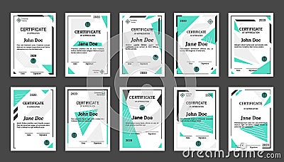 Diploma. Realistic graduation certificate and professional achievement document with borders. Appreciation letter design Vector Illustration