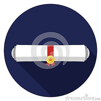 Diploma rolled icon in flat design. Stock Photo