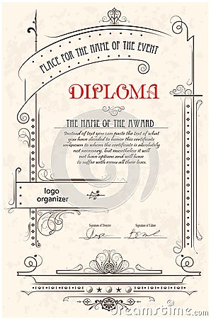Diploma template Vector Illustration