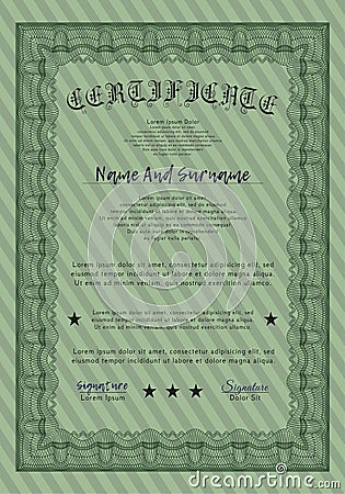 Diploma template or certificate template. Lovely design. With complex background. Customizable, Easy to edit and change colors Vector Illustration