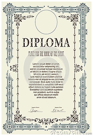 Diploma template Vector Illustration