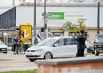 Diplomatic White Volkswagen car during Presidtial offical visit Editorial Stock Photo