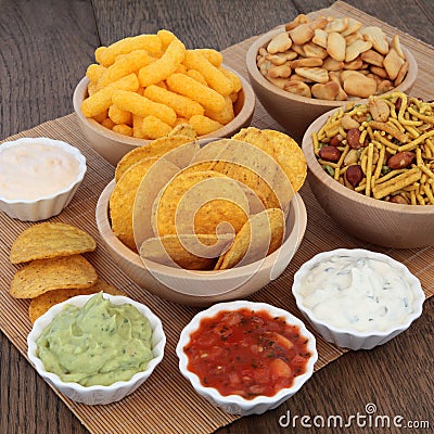 Dips and Crisps Stock Photo