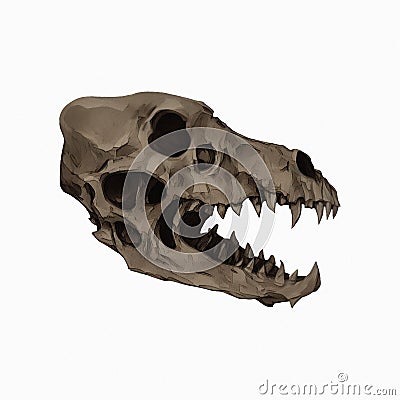 Dire wolf Skull Fossil Extinct Canine Isolated, Transparent Background Stock Photo